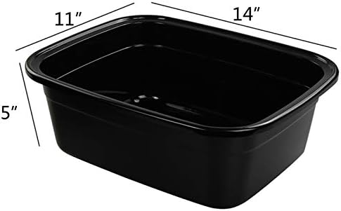 Vababa 4-Pack 12 Quart Black Plastic Dish Pan/Wash Pan Basin, Set of 4