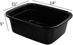 Vababa 4-Pack 12 Quart Black Plastic Dish Pan/Wash Pan Basin, Set of 4