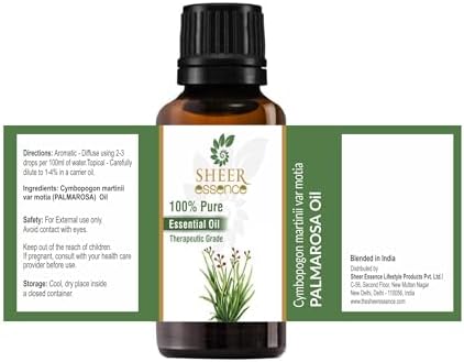 Palmarosa Oil -(Cymbopogon Martinii)- Essential Oil 100% Pure Natural Undiluted Uncut Therapeutic Grade Oil 16.90 Fl.OZ