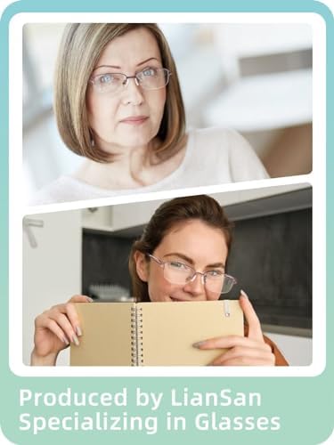 LianSan Metal Zero Top Progressive Multifocus Reading Glasses - for Women Half-Rim Blue Light Blocking Readers Clear Top Pink 2.50