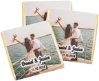 Set of 50 Personalized Wedding Chocolate – Custom Chocolate Favors for Guests – Bulk Wedding Gift with Photo, Name & Date – Elegant Party Favors for Bride & Groom