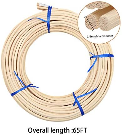 KEILEOHO #8 Reed Spline 65 Feet x 3/16 Inches Cane Webbing for Weaving, Cane Webbing for Chair Repair, Strong Permeable Cane Webbing Roll for Winding, Modeling, Decoration, Weaving, Aromatherapy