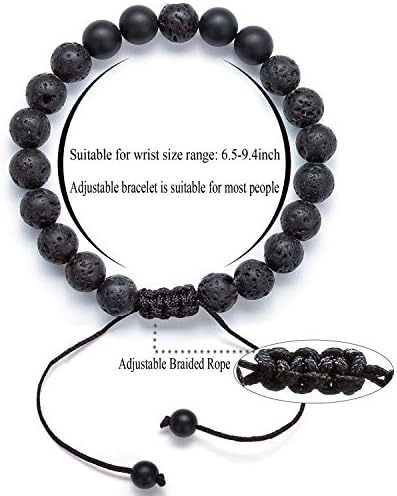 Men Women 8mm Lava Rock Aromatherapy Anxiety Essential Oil Diffuser Bracelet Braided Rope Natural Stone Yoga Gifts Beads Bracelet Bangle-21017