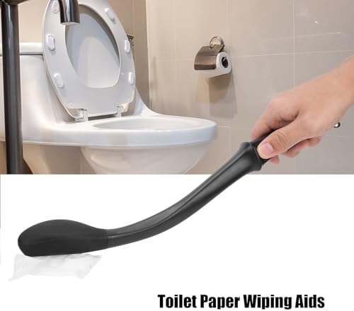 Toilet Aids for Wiping, 15.7" Long Comfort Wipe Bottom Grips, Issue Grip Long Handle Holder Toilet Paper Toilet Aid Self Wipe Helper(Black)