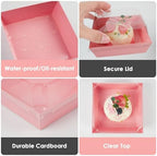 Kosotody 50 Pack Charcuterie Boxes with Clear Lids, 4 Inches Pink Oil-Proof Kraft Paper Food Containers Bakery Boxes for Sandwich, Cookies, Hot Cocoa, Cupcakes and Strawberries