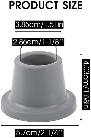 Heavy Duty Shower Chair Leg Caps 4 Pack - Replacement Rubber Feet for Bath Seat, Stools - Non Slip Tips With Suction Cup 1-1/8" I.D