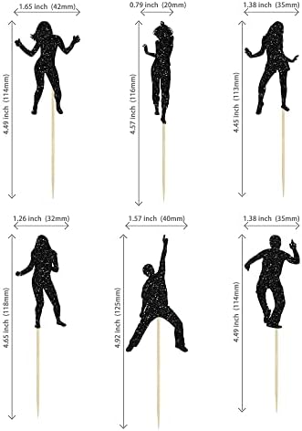 24Pcs Dancing Cupcake Toppers Glitter Dancing Hip Hop Theme Cake Toppers Birthday Cake Decoration for Wedding Anniversary Musical Party Supplies