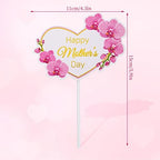 12 Pieces Happy Mother's Day Cake Toppers Flower Cupcake Topper for Mother's Day Birthday Cake Decoration Party Supplies (Style 1)