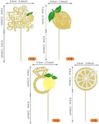 Rsstarxi 24 Pack She Found Her Main Squeeze Cupcake Toppers Diamond Ring Glitter Lemon Cupcake Picks for Bridal Shower Wedding Engagement Bachelorette Party Cake Decorations