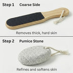 2-Piece Foot File and Pumice Stone Set, Wooden Callus Remover for Feet, Pedicure Tools for Removing Dead Skin & Hard Heels