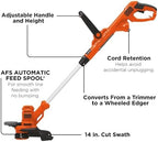 BLACK+DECKER Weed Wacker with Auto Feed, 14-Inch 2 in 1 String Trimmer Lawn Edger, Powerful 6.5-Amp Lightweight Electric Weed Eater (BESTA510)