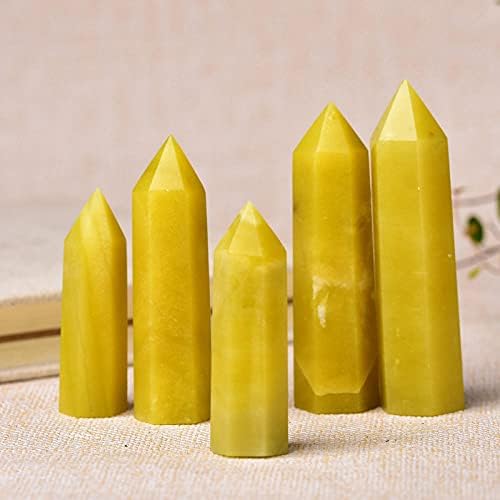 1PC Natural Crystal Point Lemon Jade Stone Obelisk Yellow Quartz Tower Ornament for Home Decor Energy Stone Pyramid Gift-Lemon Jade_60-70mm