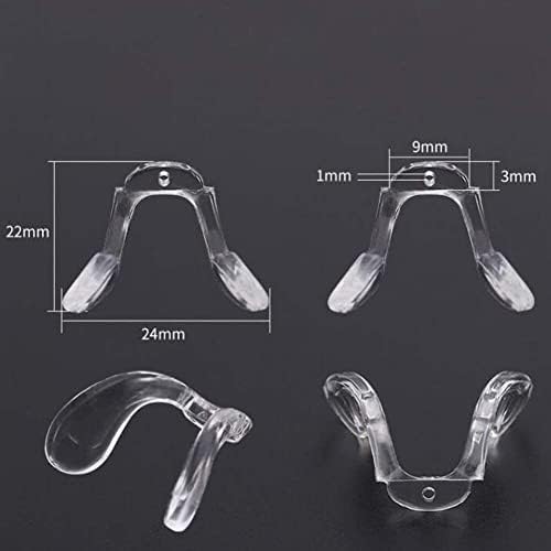 Eyeglass Repair Kit,Nose Pads,2 Pcs Blue Silicone Plug-in/Screw-in Eyeglass Nose Pad Replacement Kids U Shaped Plastic Eyewear Transparent Nose Pad Arm