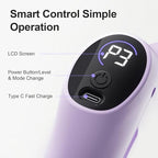 Deep Tissue Percussion Massage Gun, Ergonomic Fascia Blaster with 3 Modes & 5 Levels, Fascia Ring Massager with Belt for Muscle Relief & Full-Body Relaxation (Purple)