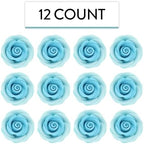 Global Sugar Art Premium Edible Roses, Light Blue, Unwired, Medium 1.5 inches, 12 Count by Chef Alan Tetreault