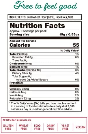 Orgran Gluten Free Toasted Buckwheat Crispibread | Organic Buckwheat Crispbread Vegan friendly made with purity | Egg-Free, Dairy-Free | Low Carb Crisp Bread Suitable for food allergies - Pack of 6
