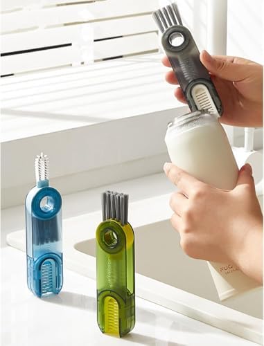3PCS 3 in 1 Cup Lid Cleaning Brush, Multifunctional Crevice Bottle Gap Cleaner for Tight Spaces, Portable U Shaped Cleaning Brush Tool for Cups, Lids and Straws