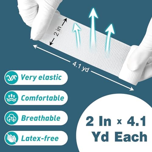AZEN 40 Pack Gauze Rolls Bandages, 2 in x 4.1 Yards, Premium Medical Supplies & First Aid Supplies, Bandage Wrap Vet Wrap, Mummy Wraps