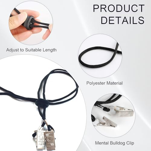 3pcs Black Adjustable Napkin Holders Lanyard Neck Strap Chain Clip Adjustable Napkin Bib Towel Clips For Elderly Adult Baby