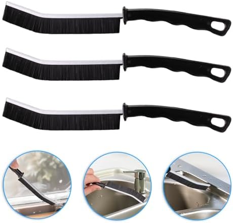 Crevice Cleaning Brush Cleaning Tools Cleaning Supplies Grout Brush Scrub Brush Toilet Brush for Household Use for Cleaning Bathroom Kitchen 3 Pcs (Black)