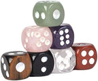Dice 7 Chakras Colors Natural Gemstone Crystal 15mm Amethyst + Tiger Eye + Obsidian + Clear Quartz + Rose Quartz + Red Jasper + Aventurine (Pack of 7)