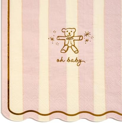 40 Ct 5" Premium Baby Shower Cocktail Napkins – Gold Foil Paper Beverage Napkins for Baby Showers, Parties, and Celebrations – Partyware by Emergency Confetti