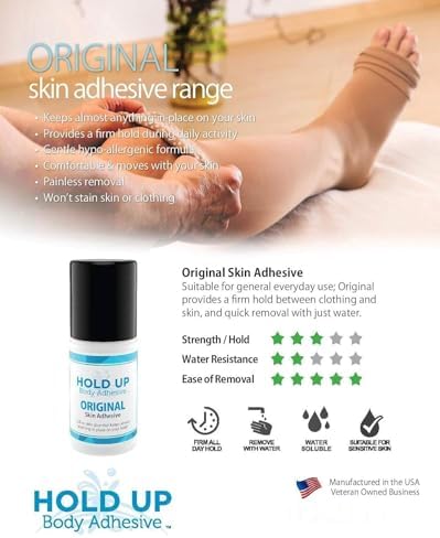 Original Roll-On – Body Glue for Dancers, Skin Adhesive for Compression Stockings, Sock Glue for Costumes, Lingerie, Cosplay, Fashion & Support Wear – 2 oz Bottle (2)