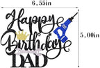 Happy Birthday Dad Cake Topper - black Glitter Father's Birthday Cake Decor -have Electric drill tools decorate Father's Day Party Cake Decorations Supplies