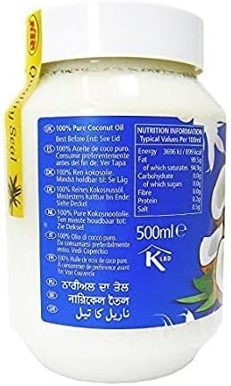 KTC 100% Pure Coconut Multipurpose Oil 500ml Jar x 3 Qty (pack of 3) - Used f...