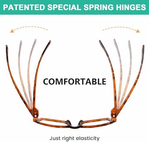 Eyekepper Metalless Reading Glasses with Screwless Spring Hinges Large Frame Readers for Women and Men Green +1.25