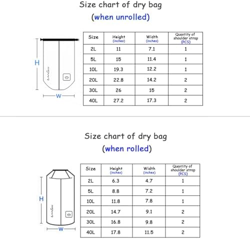 OMGear Waterproof Dry Bag Backpack Phone Pouch 40L/30L/20L/10L/5L Floating Dry Sack for Kayaking Boating Outdoors Activities
