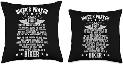 Biker's Prayer Motorcycle Christian Biking Motorcycling Throw Pillow