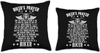 Biker's Prayer Motorcycle Christian Biking Motorcycling Throw Pillow