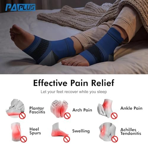 6 Pairs Plantar Fasciitis Socks for Men & Women, Ankle Brace Compression Socks with Arch Support for Achilles Tendonitis, Heel Pain, Swelling & Arthritis Relief, Black, Nude, Navy, Large