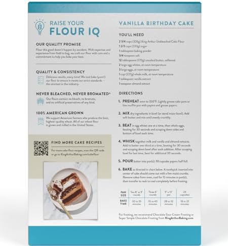 King Arthur, Cake Flour Unbleached and Unenriched, Non-GMO Project Verified, No Preservatives, 2 Pounds