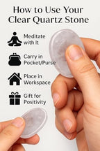 Natural Polished Thumb Palm Crystal for Meditation, Clear Quartz Worry Stone for Stress Relief, Anxiety Support & Pocket Reiki Healing