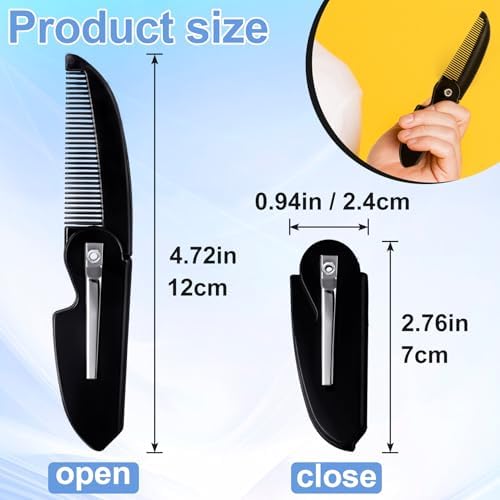 Folding Mustache Comb for Men, Portable Plastic Pocket Moustache Comb, Fine Teeth Beard Straightener Grooming Styling Hair for Men (1 Pcs)