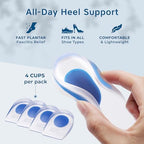 Figly Heel Cushions for Heel Pain Relief (4 Pack) - Gel Heel Cushion Inserts, Gel Heel Cups Heel Pain Relief, Heel Pads Shoes, Heel Support Heel Inserts Men Women Plantar Fasciitis Heel Cup Heel Spur