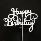 48Pcs Happy Birthday Cake Toppers 5.5inch Glitter Happy Birthday Cake Toppers Picks Dessert Topper for Birthday Party Decorations Party Anniversary Celebration Baby Shower Supplies (48, Silver)
