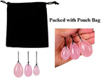 3 pcs Set Pink Eggs Massage Stone, Natural Pink Rose Quartz Jade Eggs Balls for Women Body Massage P-C Muscle Training, Crystal Massage Stone Relax Exercise