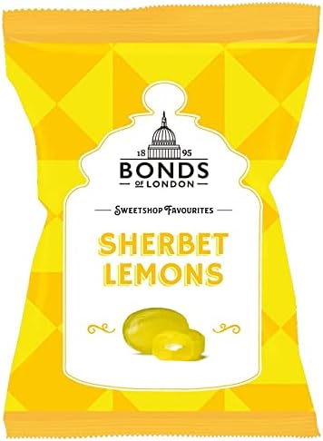 Original Bonds London Sherbet Lemons Bag Lemon Flavored Boiled Sweets With A Sherbet Centre Imported From The UK England British Candy Sweetshop Lemon Sherbets - PACK OF 4