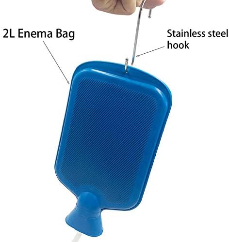 Enema Kit – 2L Enema Bag– 5.0ft. Long Silicone Hose – 5 Multi-Size Reusable Tips – Controlled Water Flow – for Colon Detox Cleanse Enemas