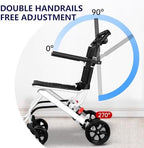 Portable Folding Wheelchair,Transport Wheelchair Lightweight Folding Wheelchairs for Adults and Seniors 180lbs Travel Narrow Doorways Wheel Chair, Aluminum Wheelchairs for Elderly A