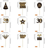 36PCS Happy 30th Birthday Cupcake Toppers Double Sided Black Gold Thirty Hello 30 Straight Outta 1996 Cupcake Picks 30 Fabulous Cheers to 30 Years Cake Decorations for 30th Birthday Party Supplies