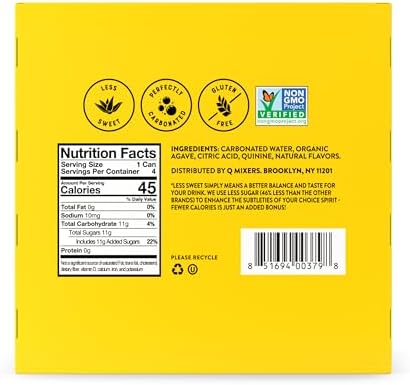 Q Mixers Light Tonic Water, 7.5 Fluid Ounces, 4 Pack