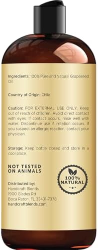 Handcraft Blends Grapeseed Oil | 100% Pure and Natural | Bath & Body Oil | Premium Grade Carrier Oil | Skin | Hair | Body | Massage | Cold-Pressed | Hexane-Free | 16 Fl Oz