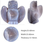 Sportmusies 2 Inches Geode Agate Stone Owl Figurine Decoration for Home Office, Hand-Carved Healing Pocket Crystal Agate Statue for Reiki Meditation
