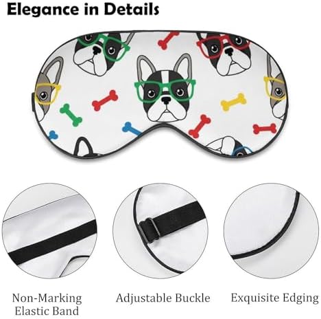Cute French Bulldog Dog Sleeping Mask Sleep Eye Mask Blindfold with Adjustable Strap Soft Eye Mask Sleep for Blocking Out Lights