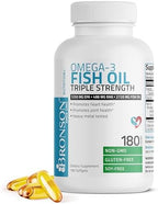 Bronson Omega 3 Fish Oil Triple Strength 2720 mg, High EPA 1250 mg DHA 488 mg, Non-GMO Heavy Metal Tested, 180 Softgels