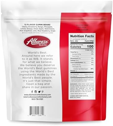 Albanese World's Best 12 Flavor Gummi Bears, 36oz Bag of Candy, Soft & Chewy Candy Snacks, Fruity Flavor Assortment
